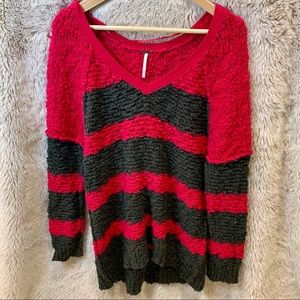 FREE PEOPLE Soft V-Neck Striped Sweater M